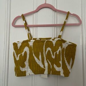Universal Thread Mustard & White Cropped Cami Size Large